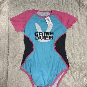 Pink and Blue Graphic Bodysuit